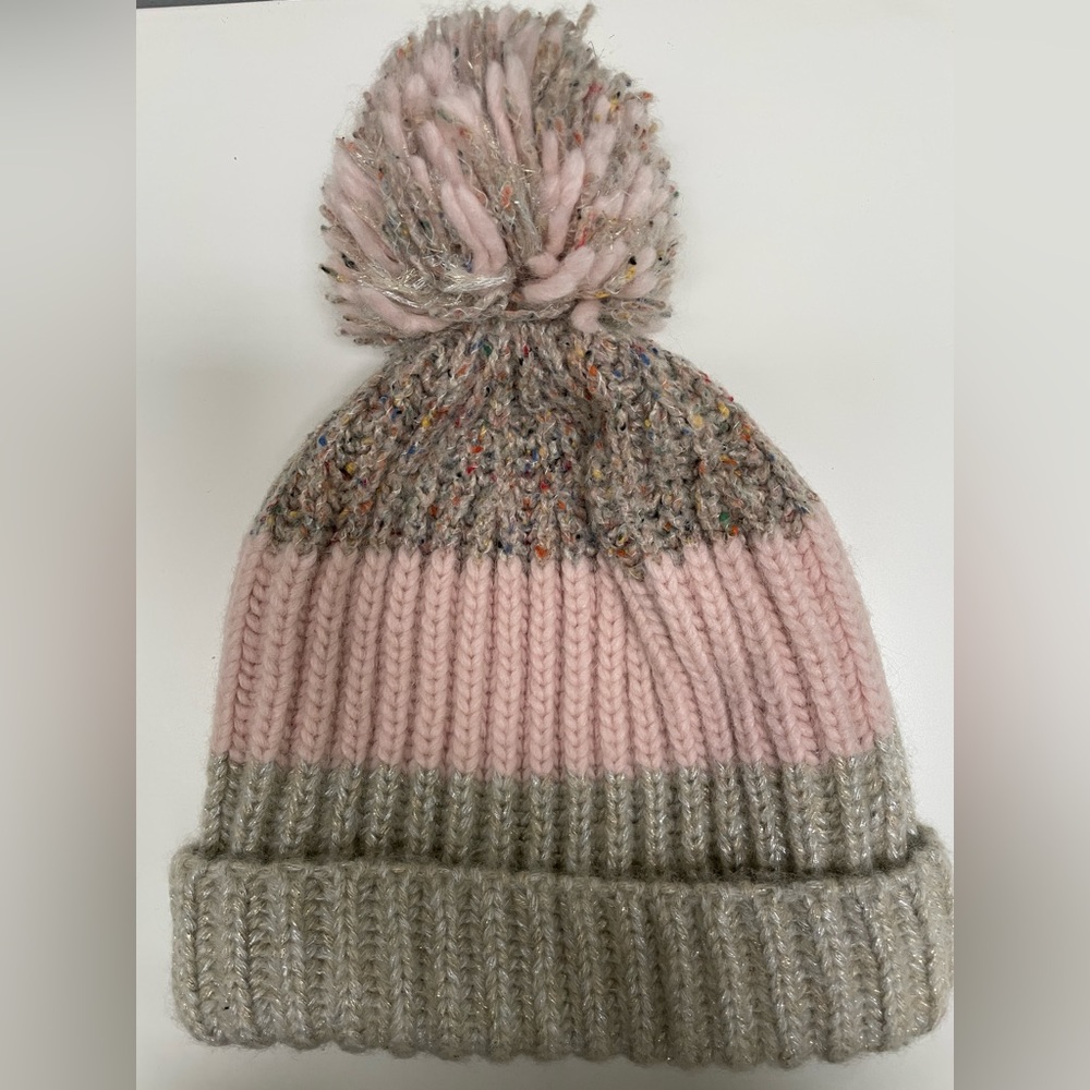 J. Crew Wool Beanie Hat Multi-Color Metallic Pink O/S 💓